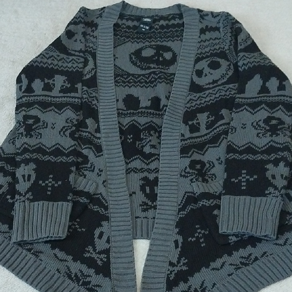 Disney Men's Black and Gray Cardigan Sweater